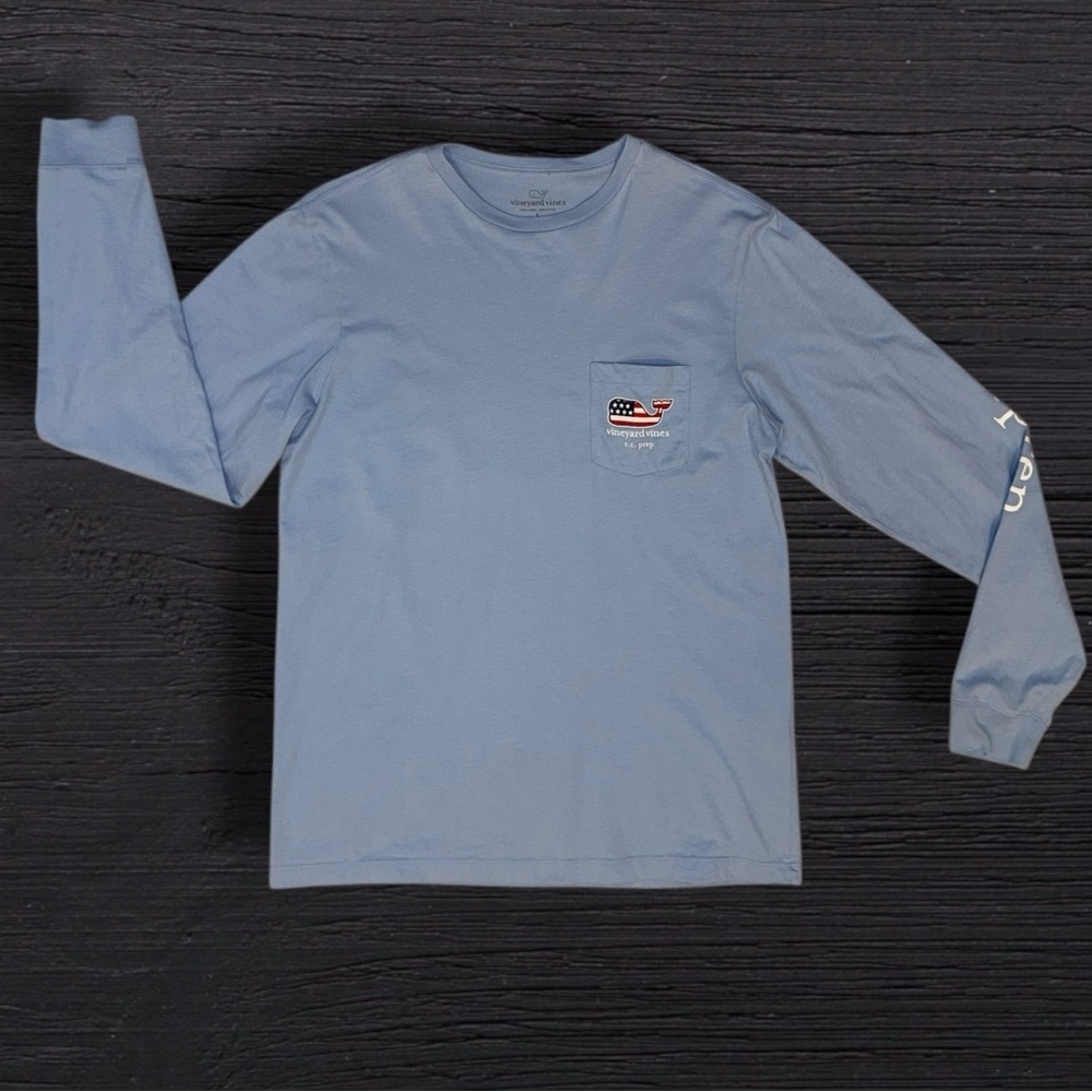 Vineyard Vines C.C. Prep Jeep Back Graphic Long Sleeve Tee Shirt Blue Small - Picture 4 of 9